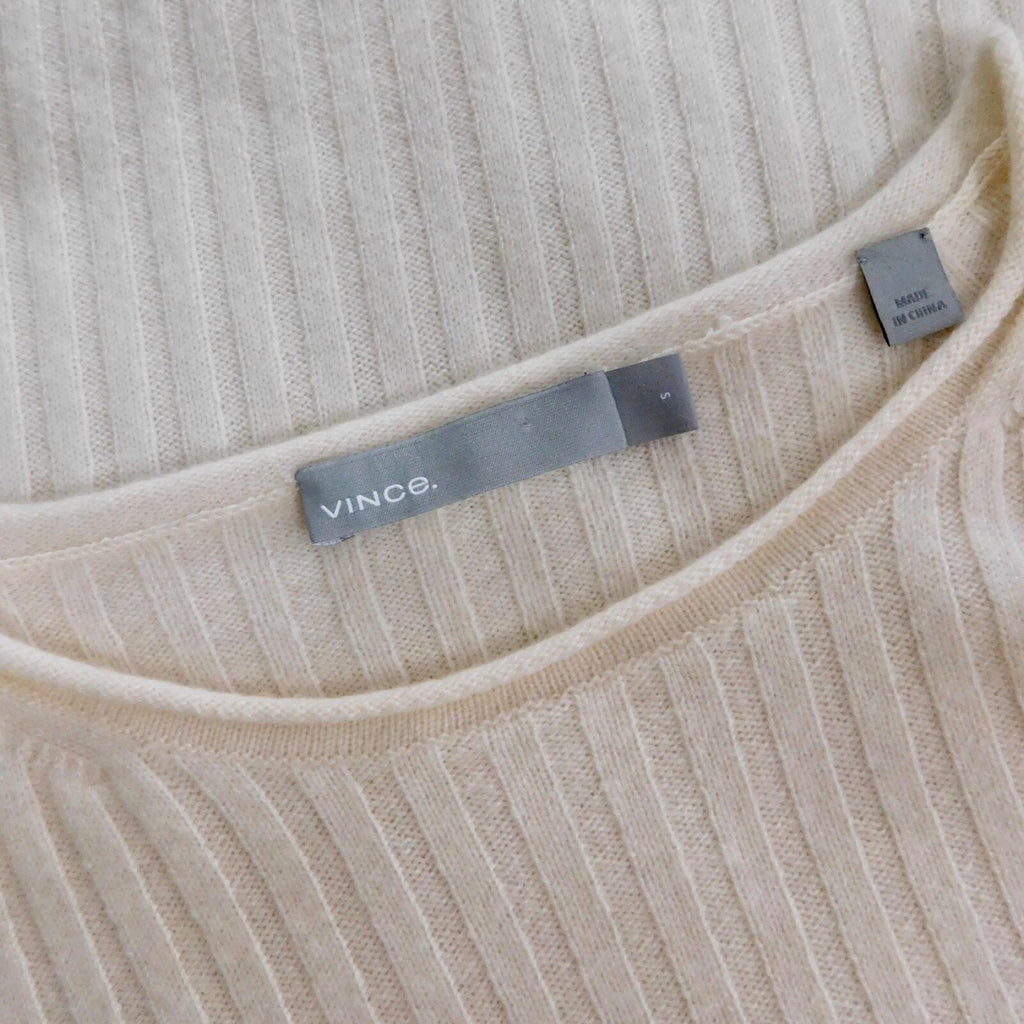 VINCE Cashmere Ribbed Cutout Slit Shoulder Pullover Flare Sleeves Knitwear Small