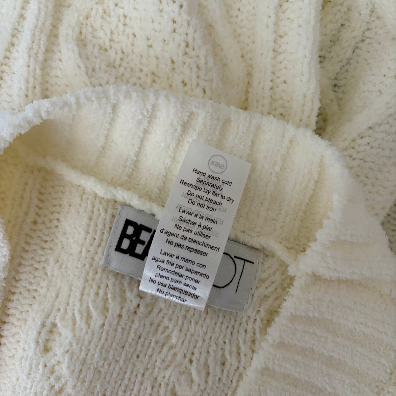 BEACH RIOT Rinna Chenille Robe Cream Cable Knit Belted Pockets X-Small Small