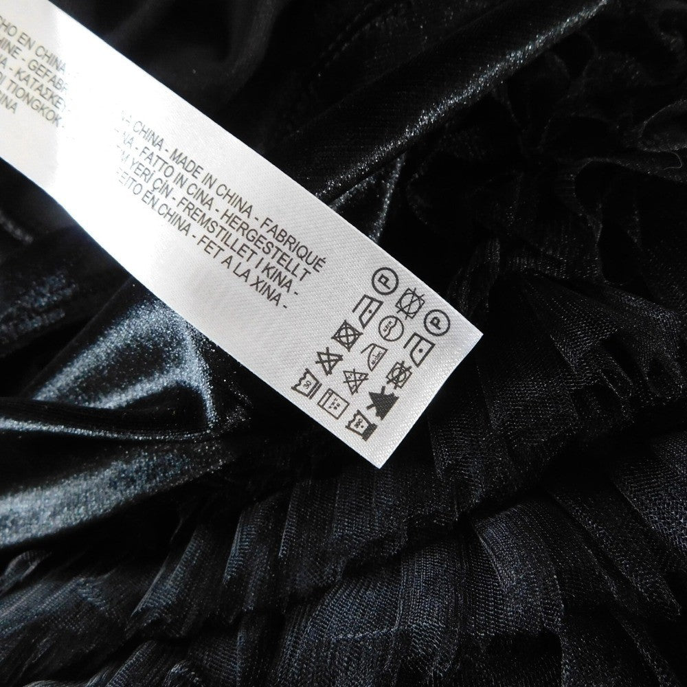 NWT!! ZARA Black Velvet Dress Ruffled Tulle Sleeves Rhinestone Party Cocktail