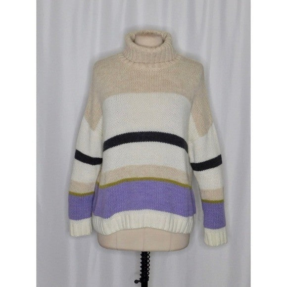 Anthropologie ALDOMARTINS Striped Turtleneck Sweater Aldo Martins Wool Small
