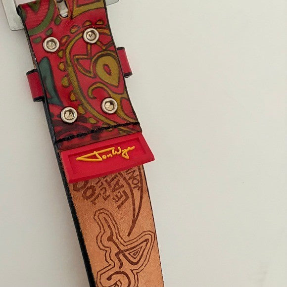 Unisex JON WYE Leather Paisley Belt Western Retro Made in USA Men Women 46"