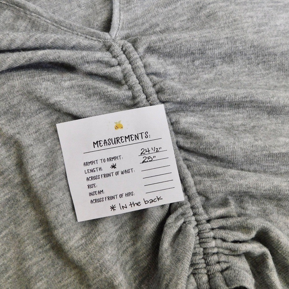 ZARA Heathered Gray Cinched Sweater V Neck Pullover Cinchable Cinched Top Large