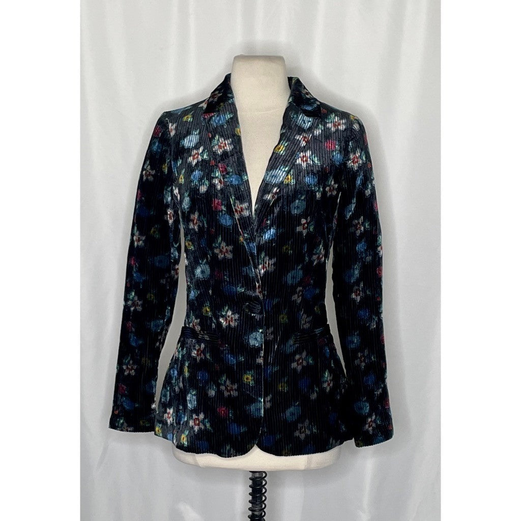 Anthropologie ETT:TWA Blooming Floral Corduroy Blazer Jacket Academia Size 2