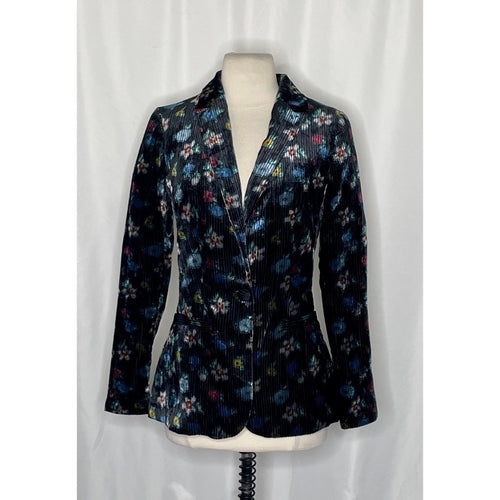 Anthropologie ETT:TWA Blooming Floral Corduroy Blazer Jacket Academia Size 2