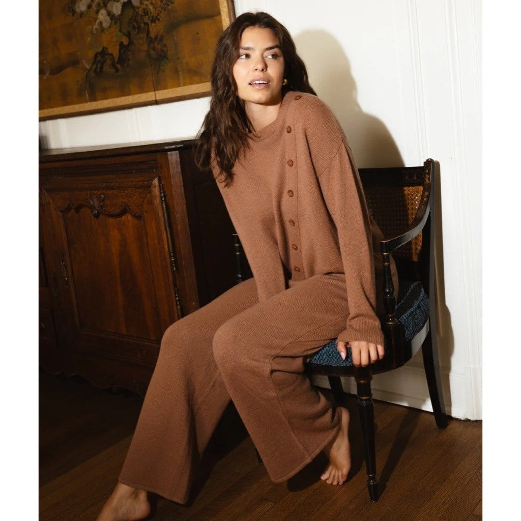 SUMMERSALT The Luxe Cashmere Wool Sweater Button Detail Knit Pullover Medium