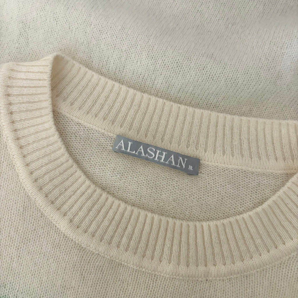 ALASHAN Cashmere Pickleball Sweater Pullover Sporty Text Script Preppy X-Large