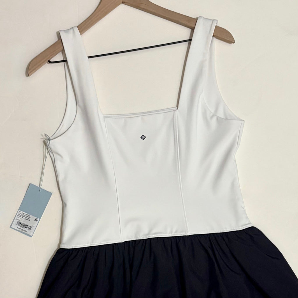 NWT!! ANTONIO MELANI Active Two Tone Bubble Hem Dress Mini Black White Large
