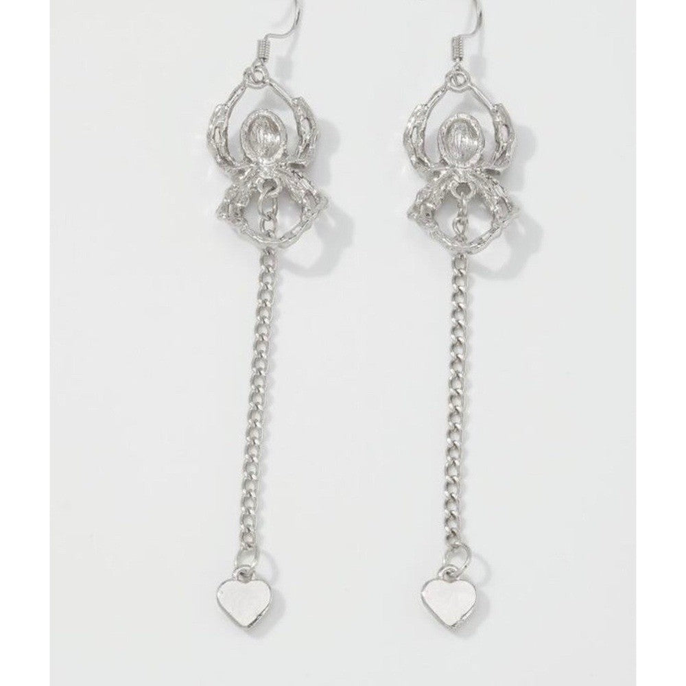 NEW!! Spider Spooky Halloween Drop Earrings Dangling Hearts Scary Whimsygoth