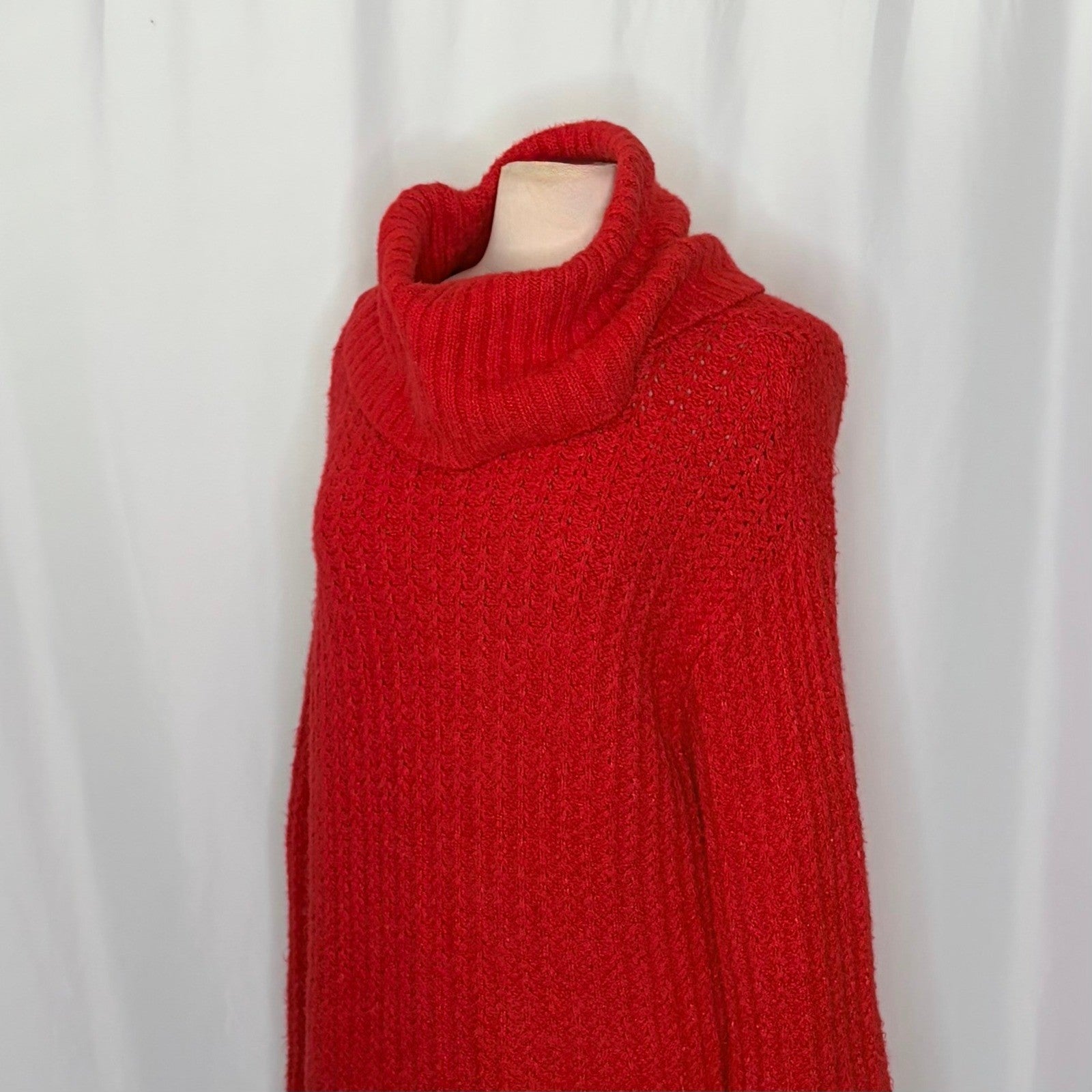 Anthropologie MAEVE Cowl Neck Pullover Sweater Knit Solid Red Turtleneck Small