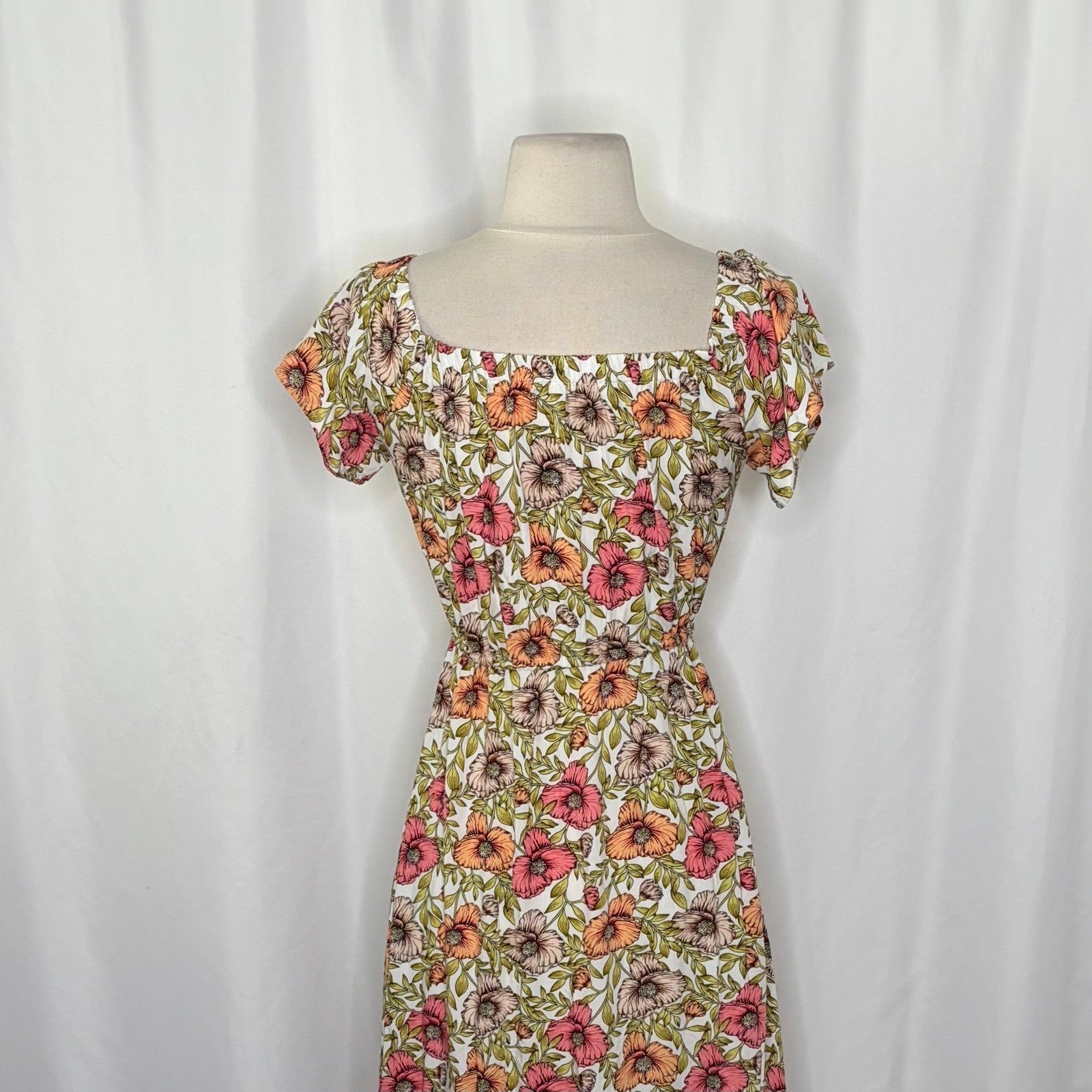 ATL ABEL THE LABEL Floral High Low Maxi Dress Pink Poppy Ruffled Bohemian XS