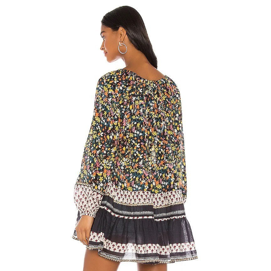 Revolve FREE PEOPLE Gardenia Tunic Top Shirt Floral Boho Festival Flowy Medium