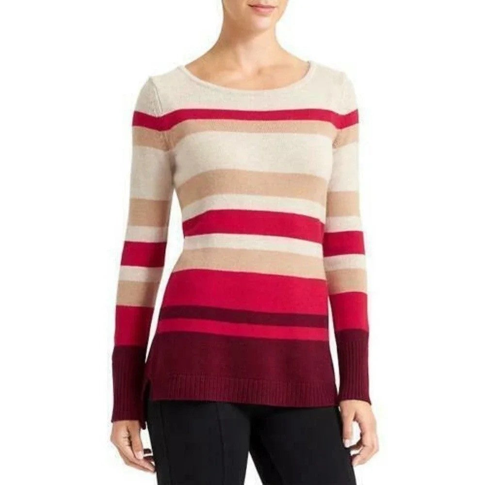 ATHLETA Cashmere Lodge Striped Sweater Pullover Chianti Multi Stripes Small
