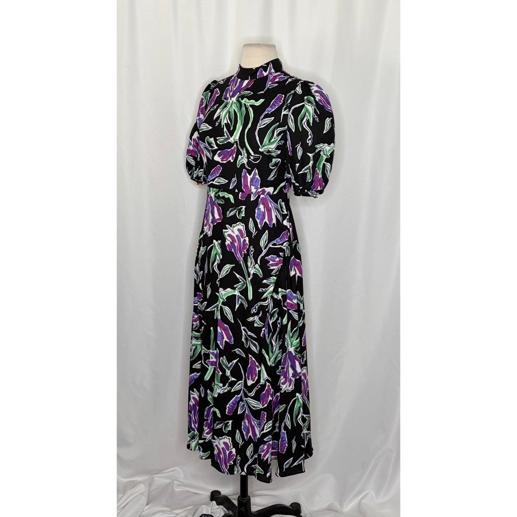 NWT!! DVF DIANE VON FURSTENBURG Nella Dress Violet Floral Midi Spring Size 2