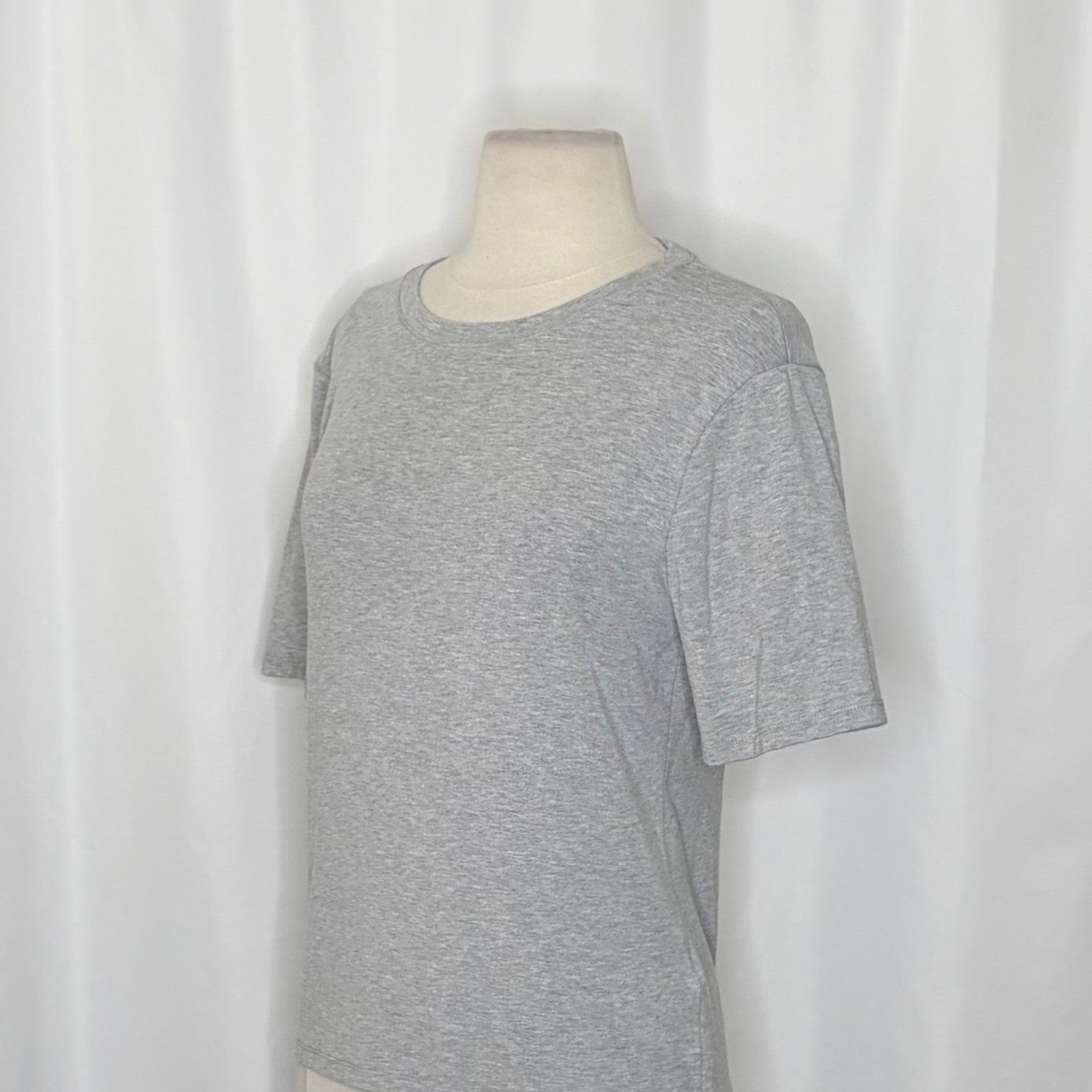 J. CREW Refined Rib Elbow-Sleeve T-Shirt Tee Top Shirt Heathered Silver Large