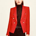 KAREN MILLEN Red Tailored Button Military Blazer Jacket Solid Gold Buttons US 6