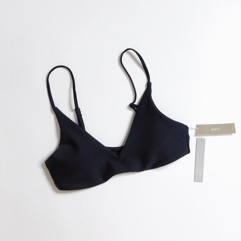 NWT!! J. CREW Lana Bikini Top Classic Sculpt Solid Black V Neckline Swim Small