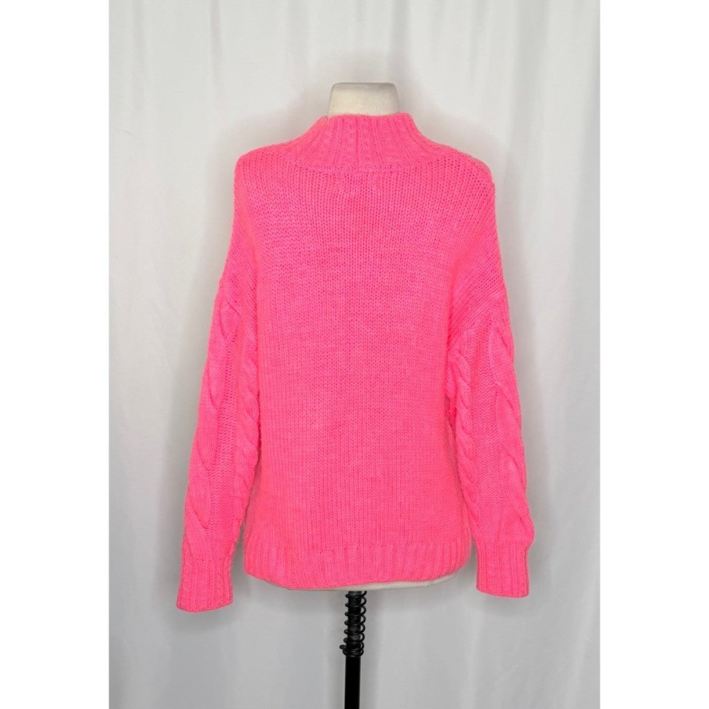 By ANTHROPOLOGIE Pink Cableknit Sweater Wool Pullover Knitwear Small