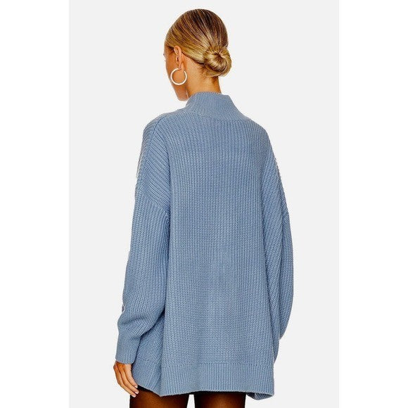 Revolve WEWOREWHAT Oversized Cardigan Sweater Chunky Knit Storm One Size