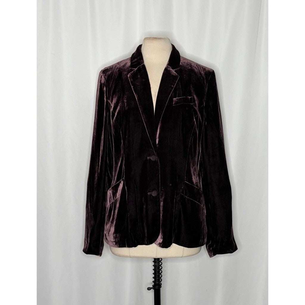 SUNDANCE Purple Silk Velvet Sofia Boyfriend Blazer Jacket Two Button Solid 10