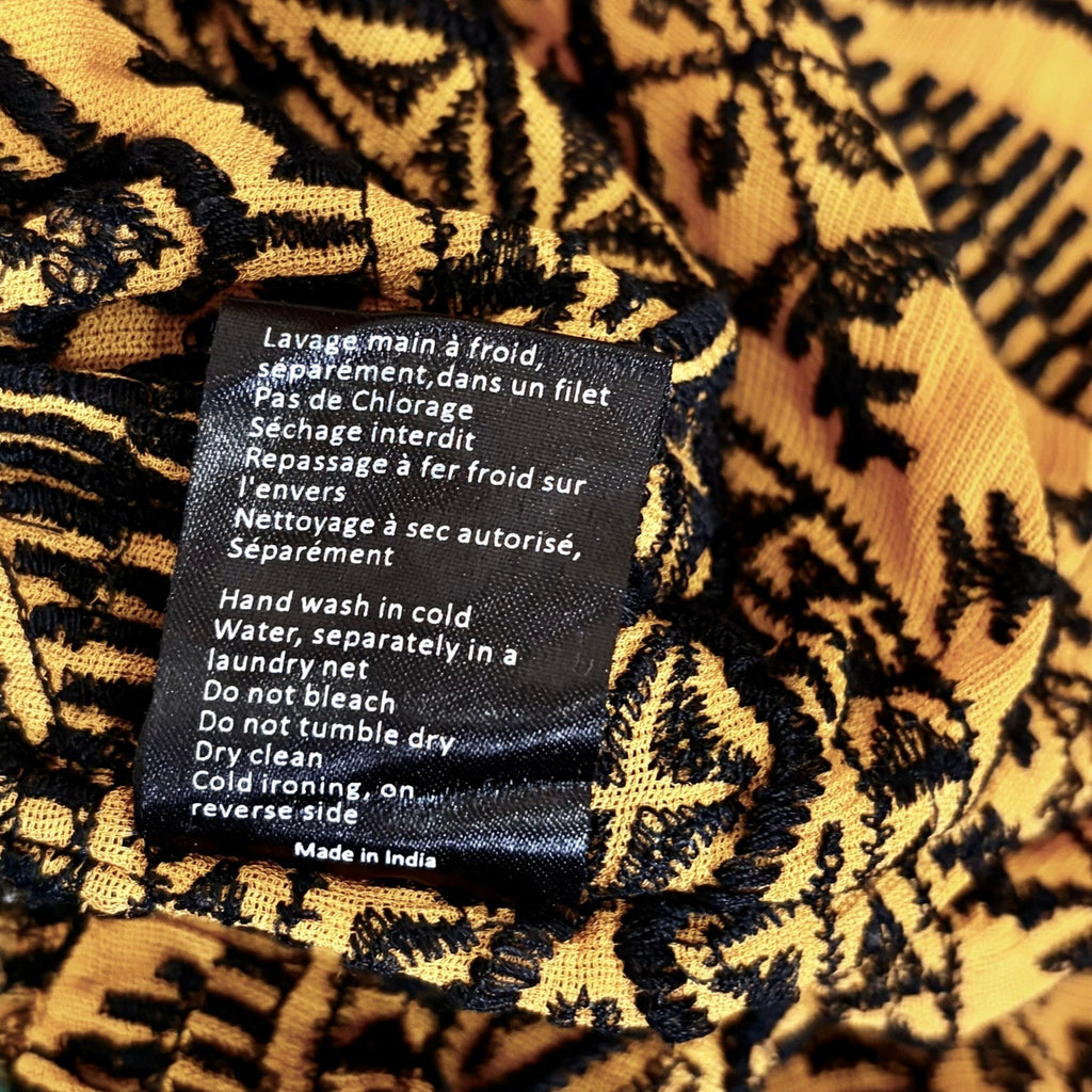 BA&SH Mara Embroidered Geometric Drop Waist Dress Golden Yellow Size 2 / Medium