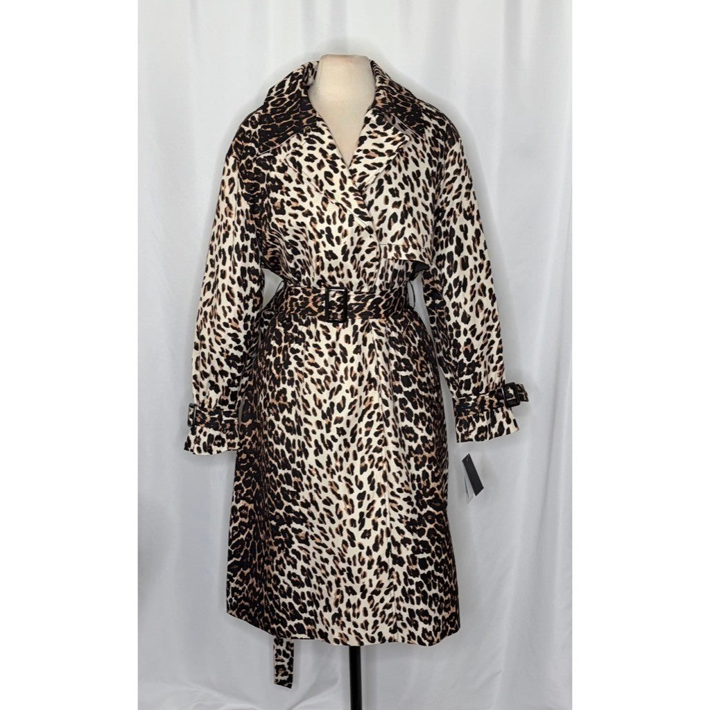 NWT!! KATE SPADE New York Leopard Belted Longline Double Breasted Trench Coat XL