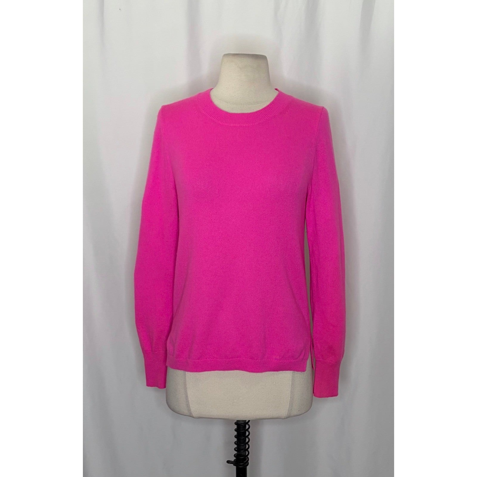 J. CREW Cashmere Slim Fit Crewneck Sweater Solid Neon Fuchsia Pink Knit Small