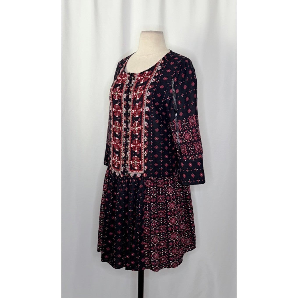 Anthropologie VANESSA VIRGINIA Kaleidoscope Beaded Shirtdress Dress Medium