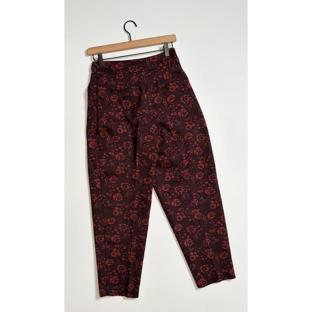 Anthropologie MAEVE Floral Jacquard High-Rise Trousers Pants Tapered Office 2