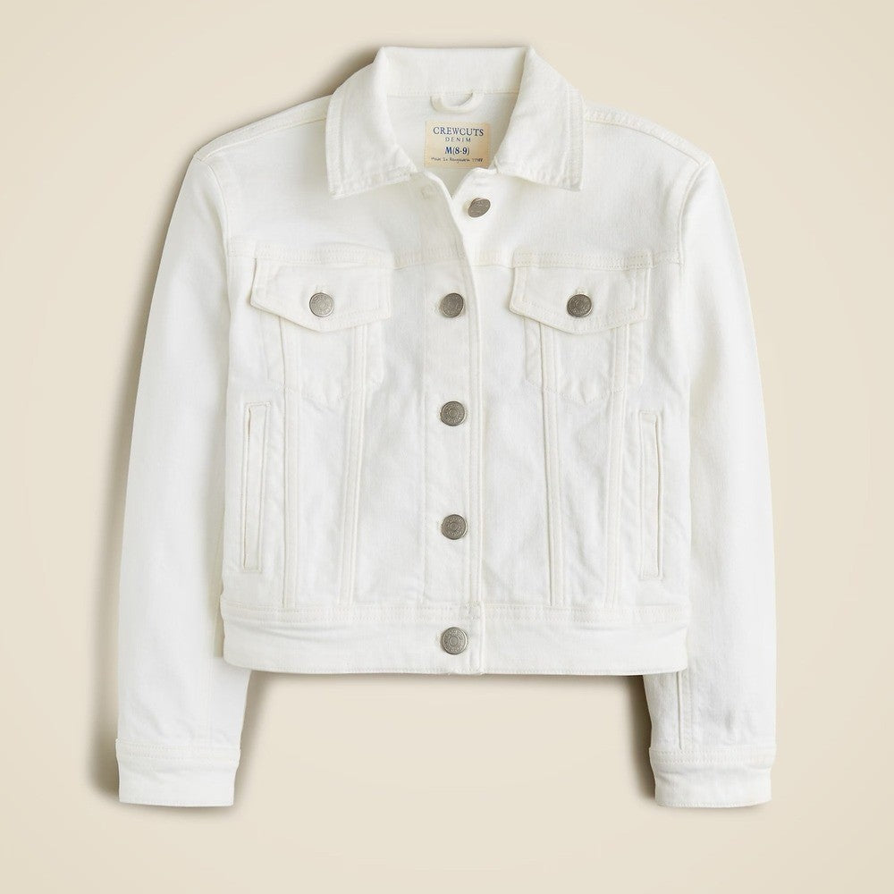 NWT!! Girl's J. CREW Crewcuts Cropped Denim Trucker Jacket White Denim XXS 2-3