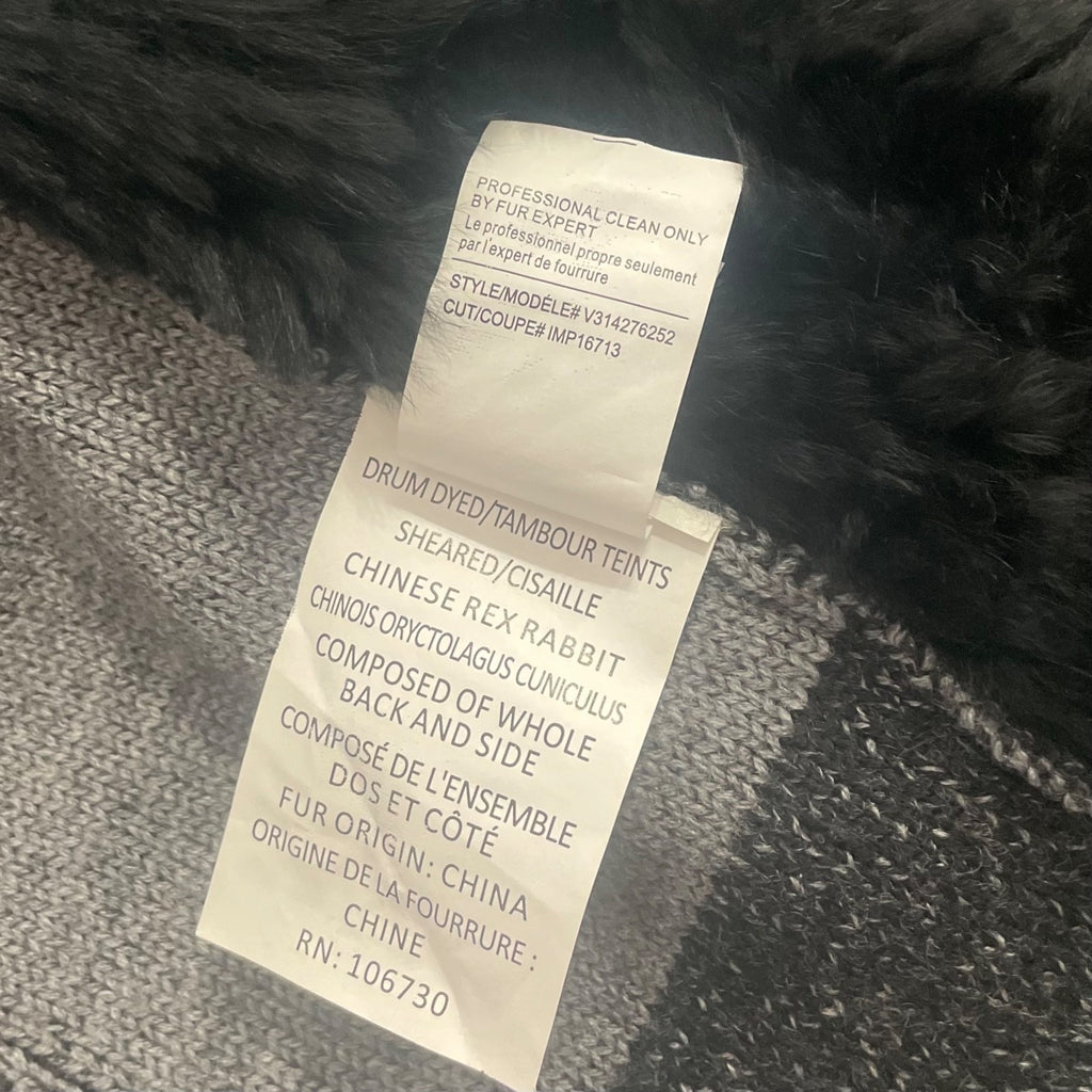 VINCE Rex Rabbit Fur Drape Front Sweater Vest Mixed Materials Knit Back X-Small