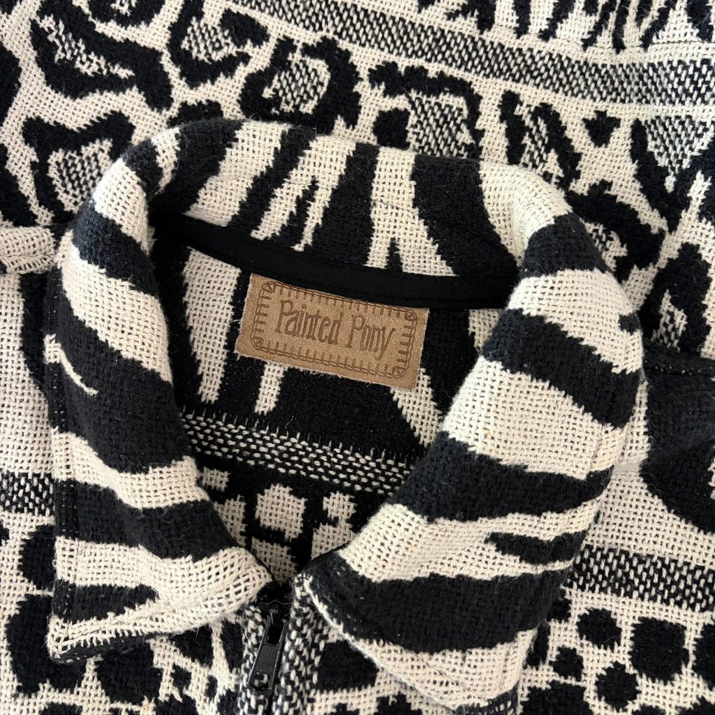 Vintage PAINTED PONY Animal Print Jacket Cropped Cottagecore Western Medium