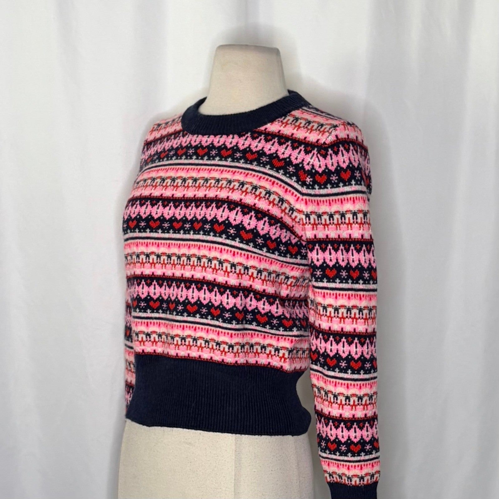 NWT!! J. CREW Fair Isle Crewneck Sweater Lambswool Wool Knit Blend XX-Small XXS