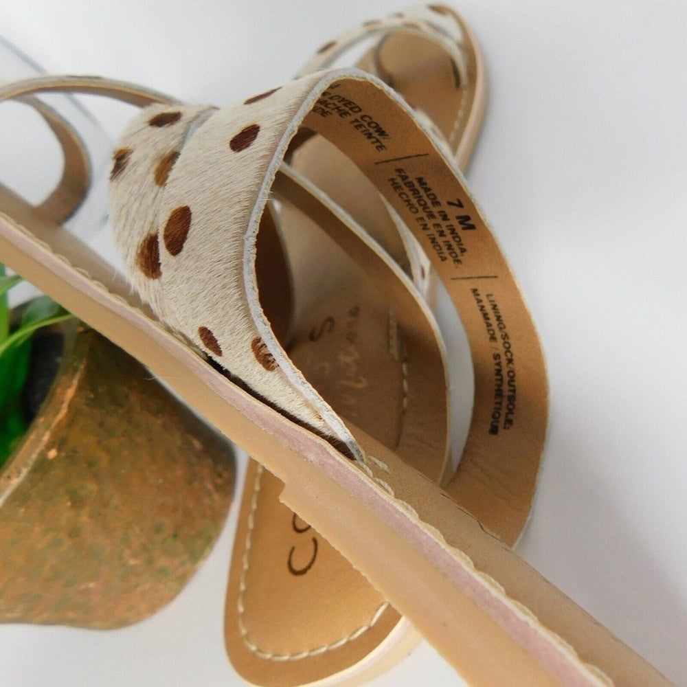 NEW!! Anthropologie COCONUTS by Matisse Dotted Strappy Sandals Calf Hair Flats 7