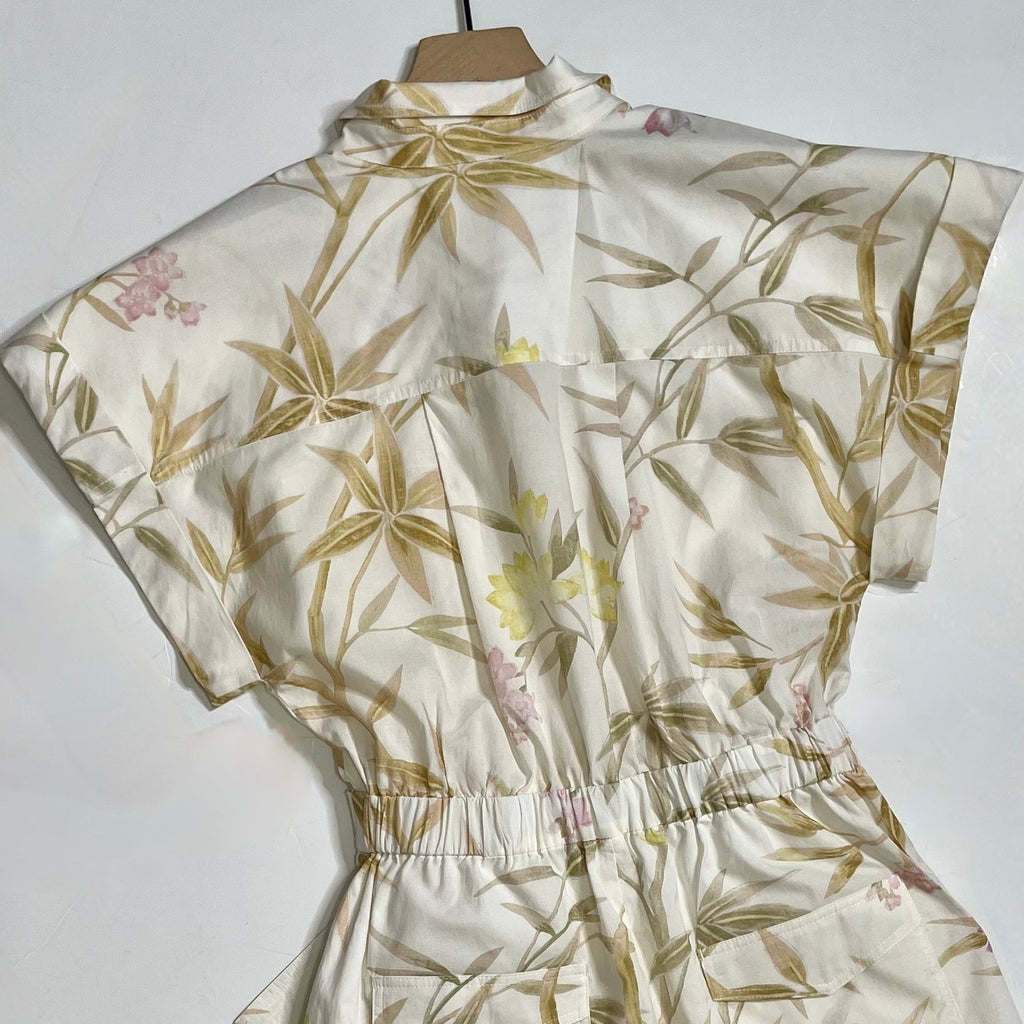 VANESSA BRUNO Eya Playsuit Floral Belted Cargo Pockets Vacation Size 38 / US 6