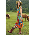 NWT!! DOUBLE D RANCH Women Of The Range Dress Western Horses Midi Bright X-Small