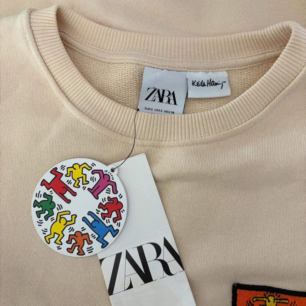 NWT!! ZARA x Keith Haring Foundation Patch Sweatshirt Streetwear Collaboration S