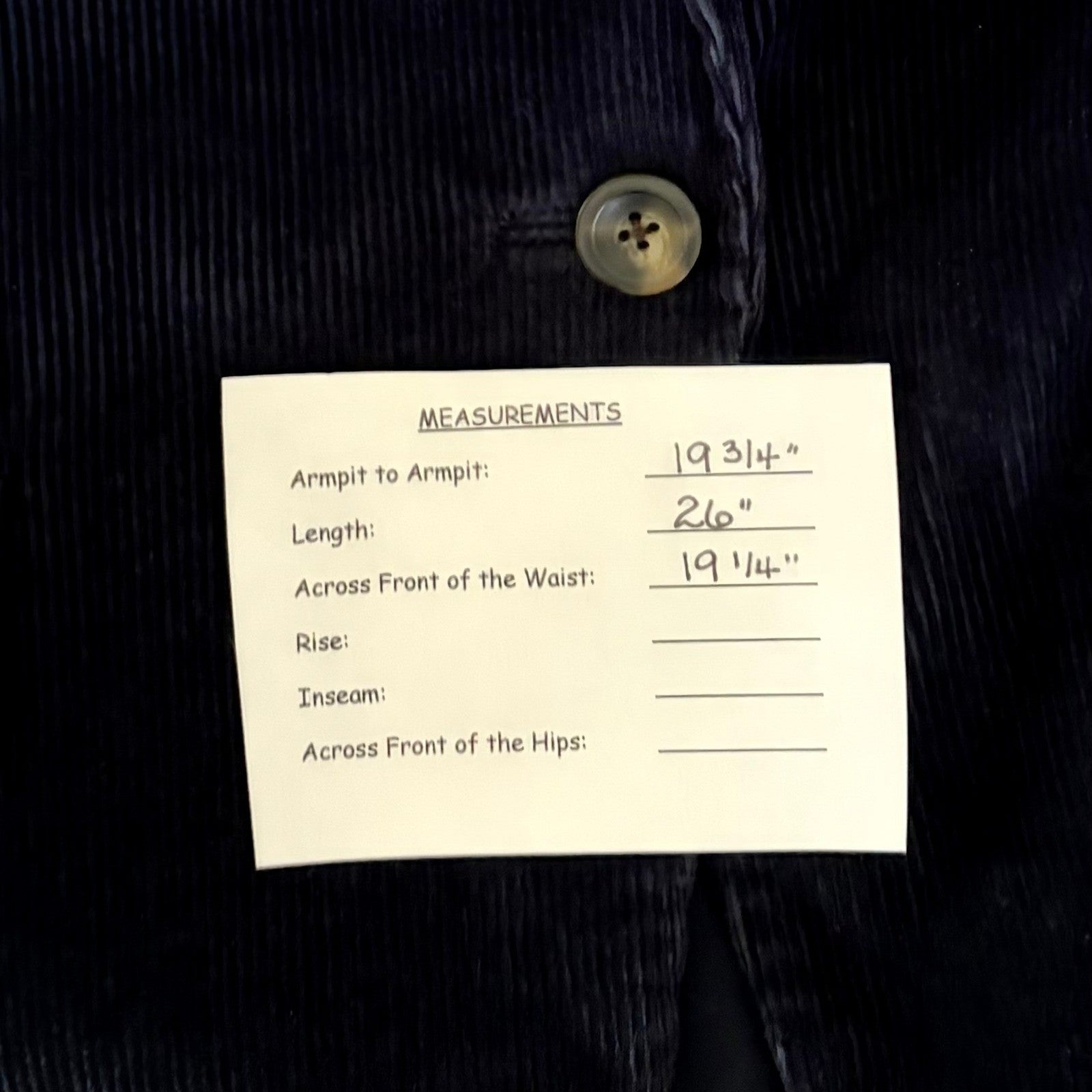 BODEN Navy Blue Corduroy Blazer Jacket Single Button Flap Pockets Preppy Size 10