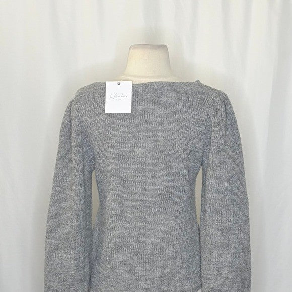 NWT!! L'academie REVOLVE Rosette Sweater Grey Wool Blend Small