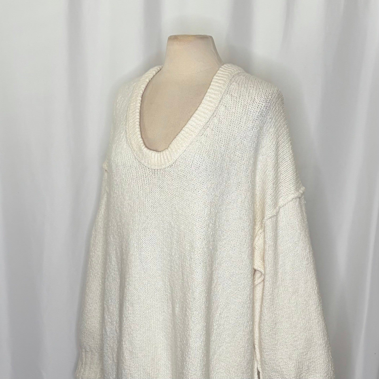 Revolve FREE PEOPLE Brookside Tunic Sweater Ivory Slouchy Solid Scoop Large