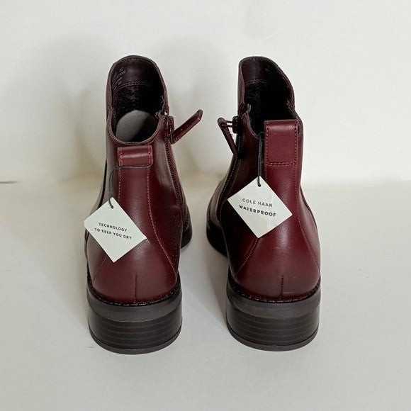 NWT!! COLE HAAN River Chelsea Boots Bloodstone Burgundy Leather Women's Size 5