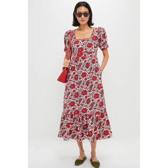 NWT!! Tuckernuck PINK CITY PRINTS Peony Bird Evelyn Dress Floral Maxi X-Small