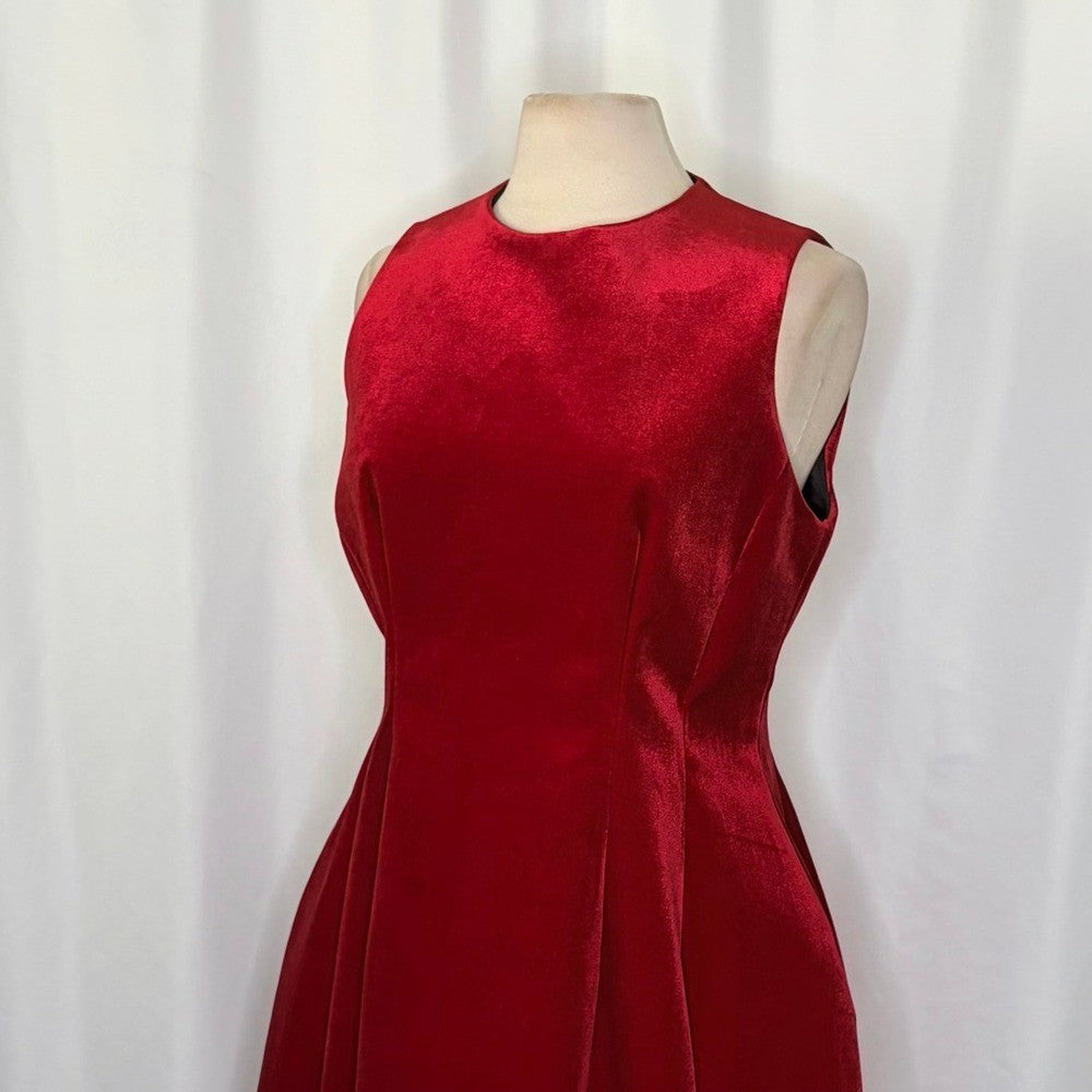 NWT! ZARA Voluminous Red Velvet Dress Valentine Date Party Mini Structured Large