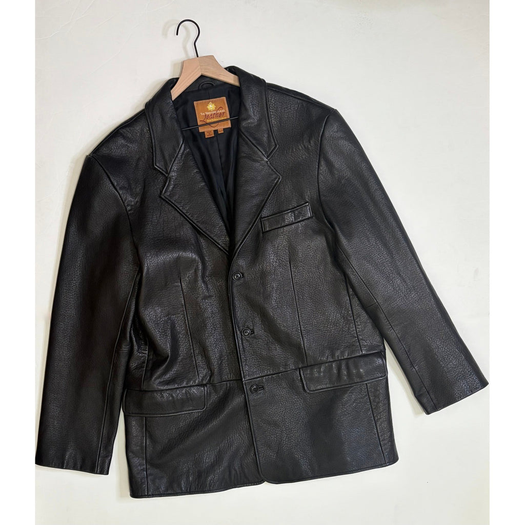 Vintage THE TERRITORY AHEAD Black Leather Jacket Blazer Solid X-Large Tall