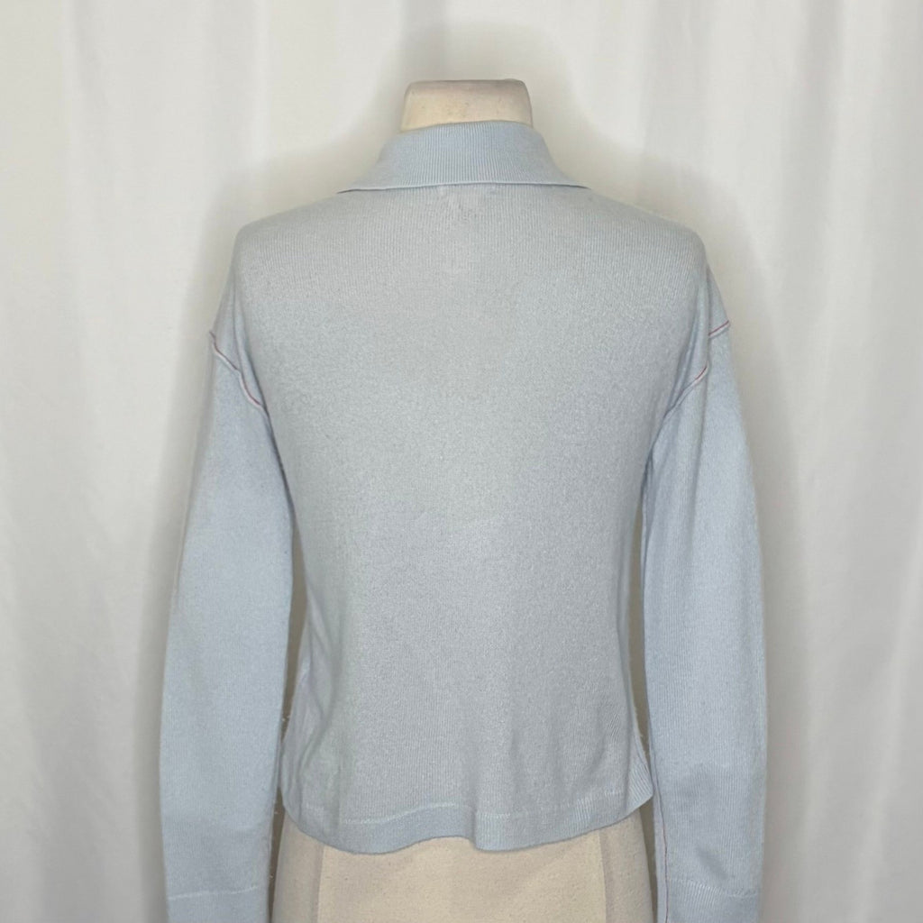 Anthropologie PILCRO The Jensen Cashmere Crop Polo Sweater Soft Sea Dog X-Small