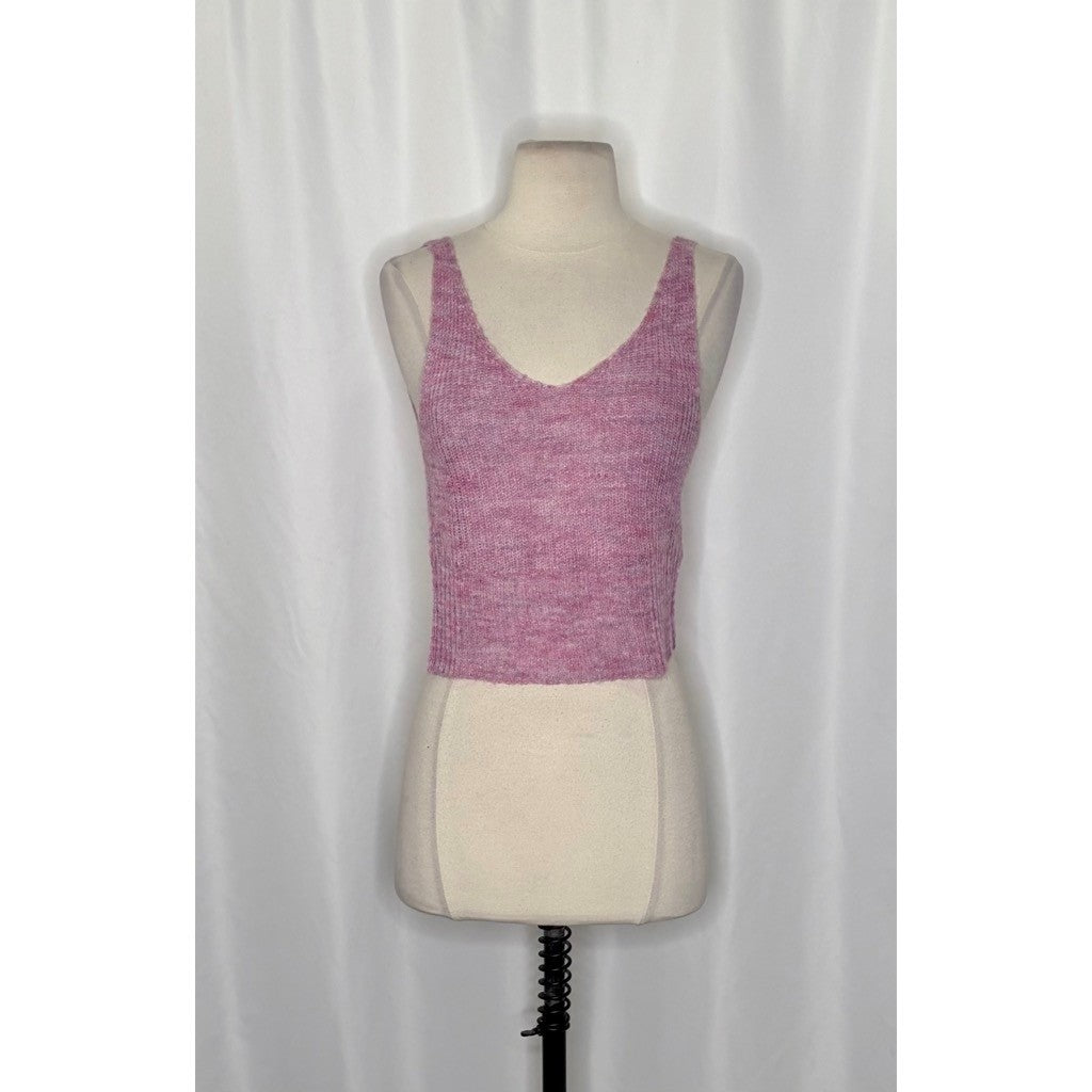 Revolve MONROW Two Piece Twinset Cardigan Tank Sweater Wool Mohair Purple XS