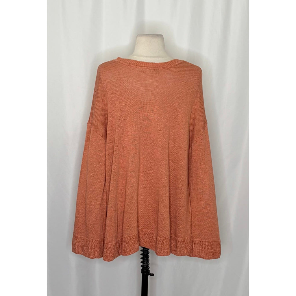 FREE PEOPLE Free-est V Neck Pullover Sweater Orange Knitwear Boho Bohemian Small