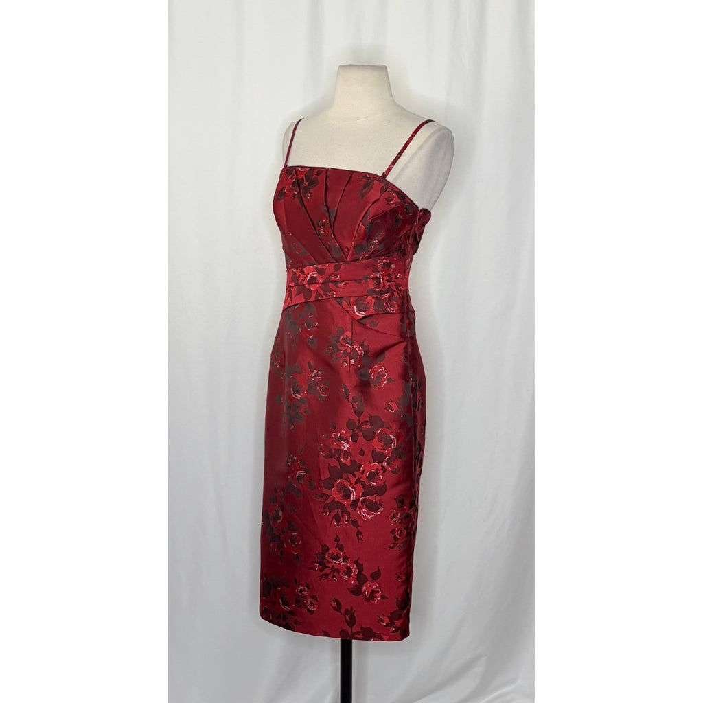 NWT!! WHBM Red Floral Sheath Dress Convertible White House Black Market Size 4