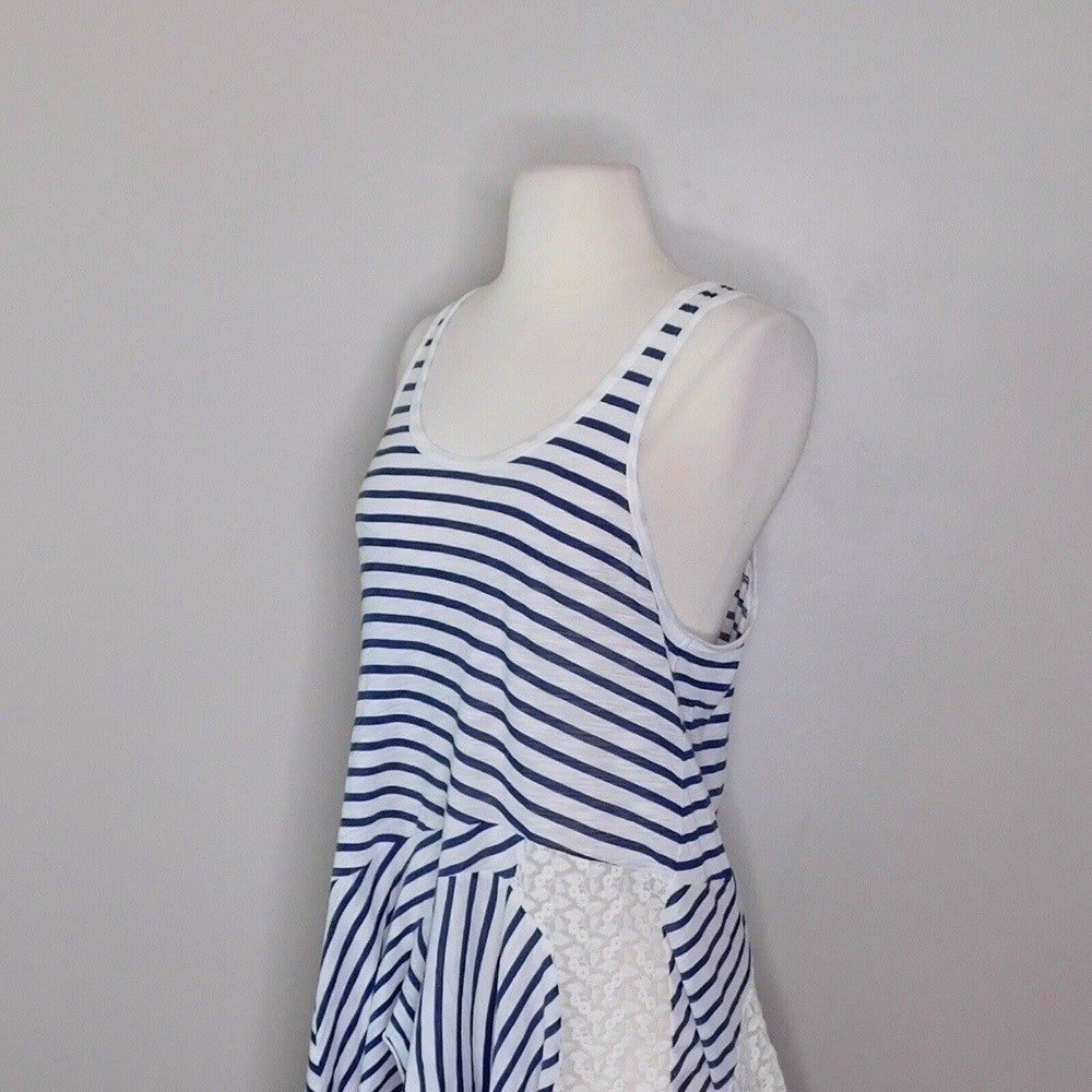Anthropologie RIC RAC Eliza Racer Back Lace Stripe Tank Top Knit Small