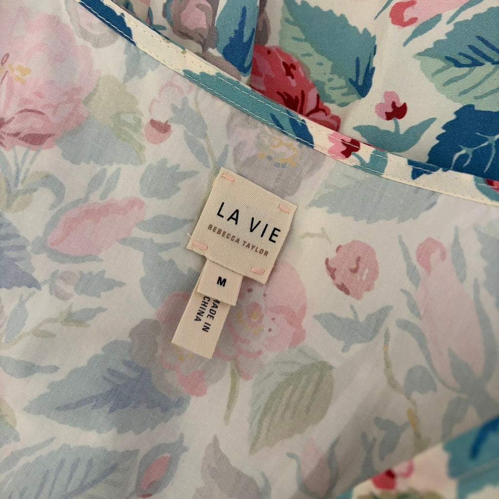 La Vie REBECCA TAYLOR Paint Garden Floral Dress Tie Waist Mini Spring Medium