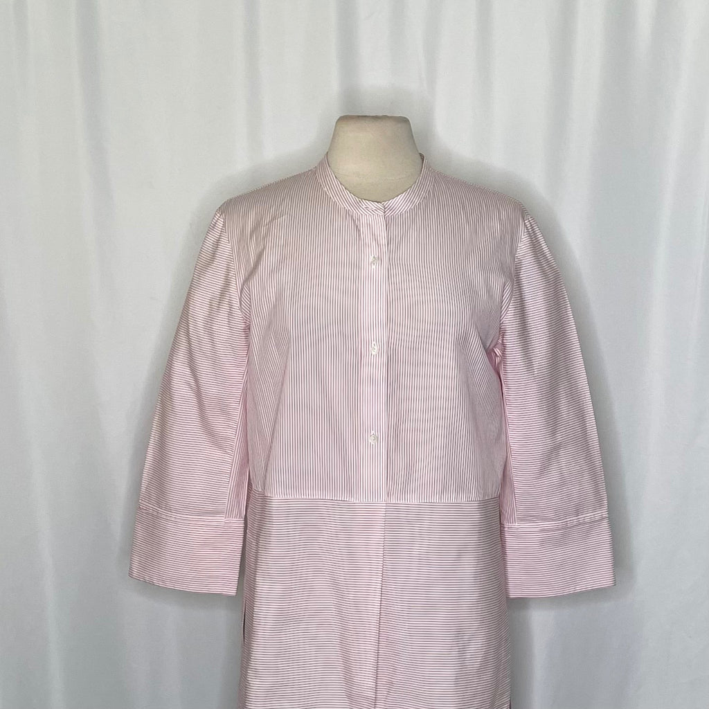 VINCE Red & White Striped Cotton Popover Tunic Top Blouse Nautical Preppy Medium